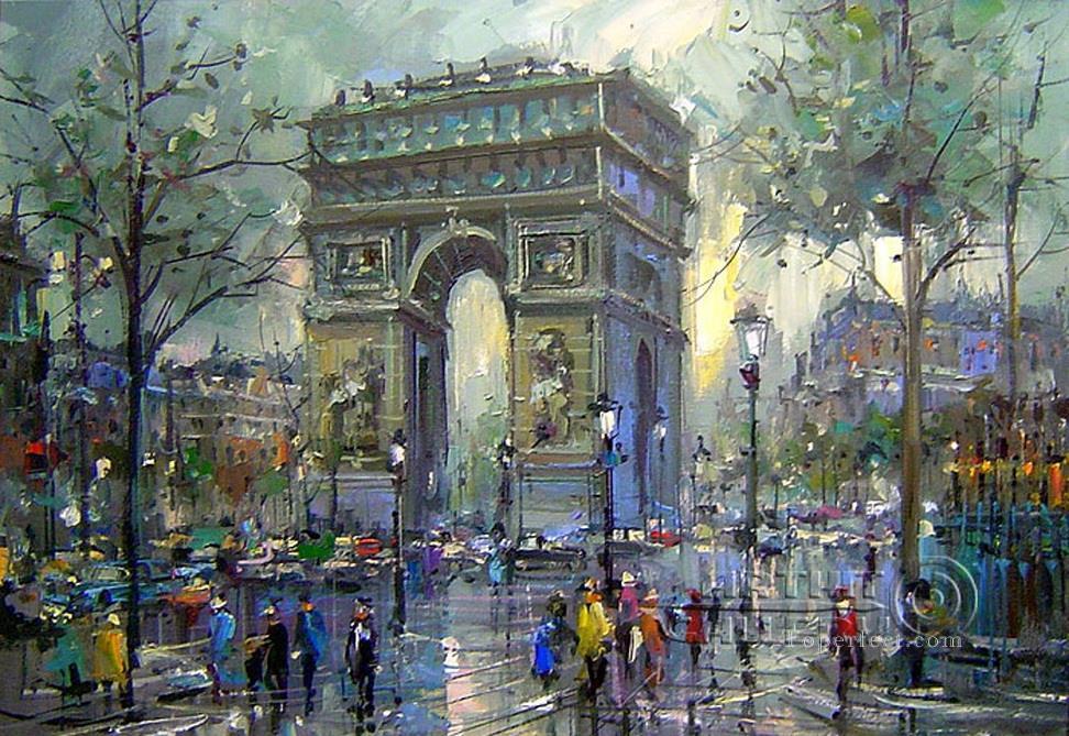 st059B 印象派パリの風景油絵